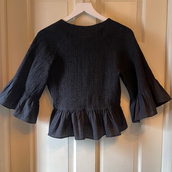 Ashlee by Amaryllis Black Ruffle sleeve top - Picture 2 of 5